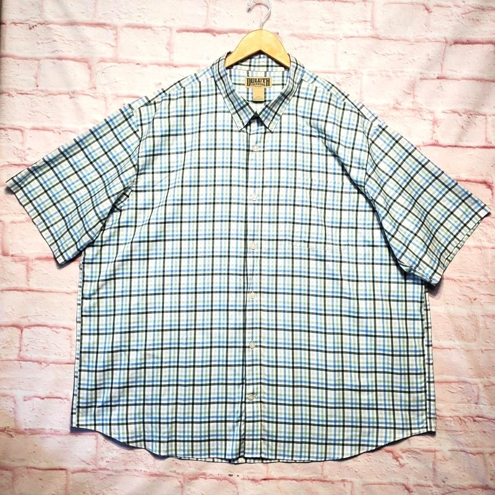 Duluth Trading Co‎ Shirt Mens 3XL Plaid Button Down Short Sleeve Pocket Workwear